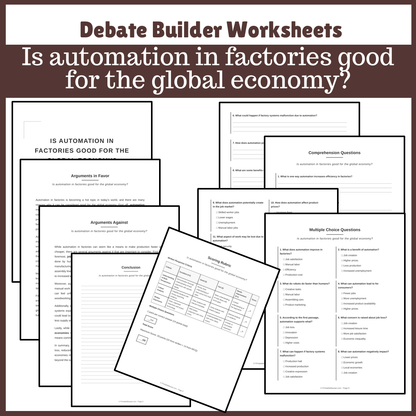 Is automation in factories good for the global economy? | Favour and Against Worksheet Printable Activity