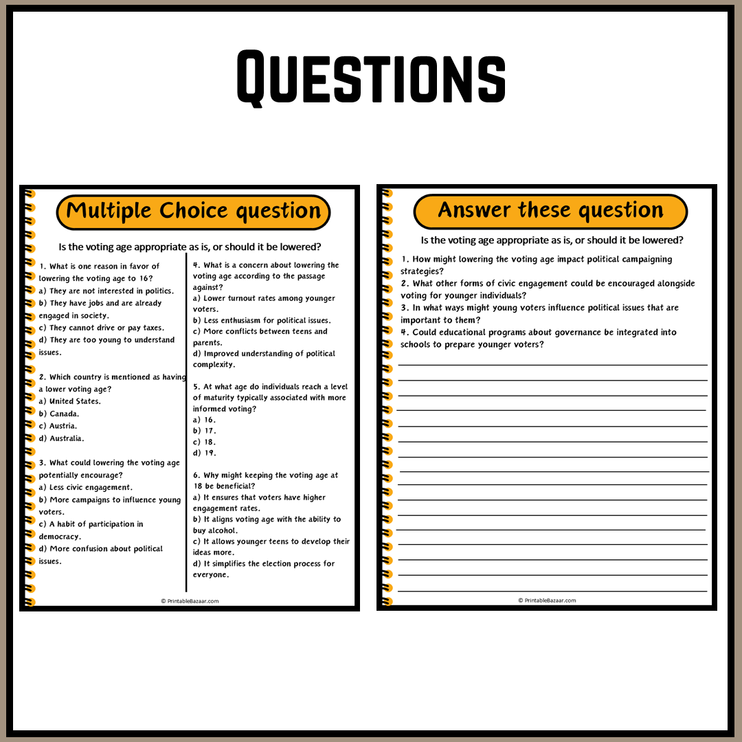 Is the voting age appropriate as is, or should it be lowered? | Debate Case Study Worksheet