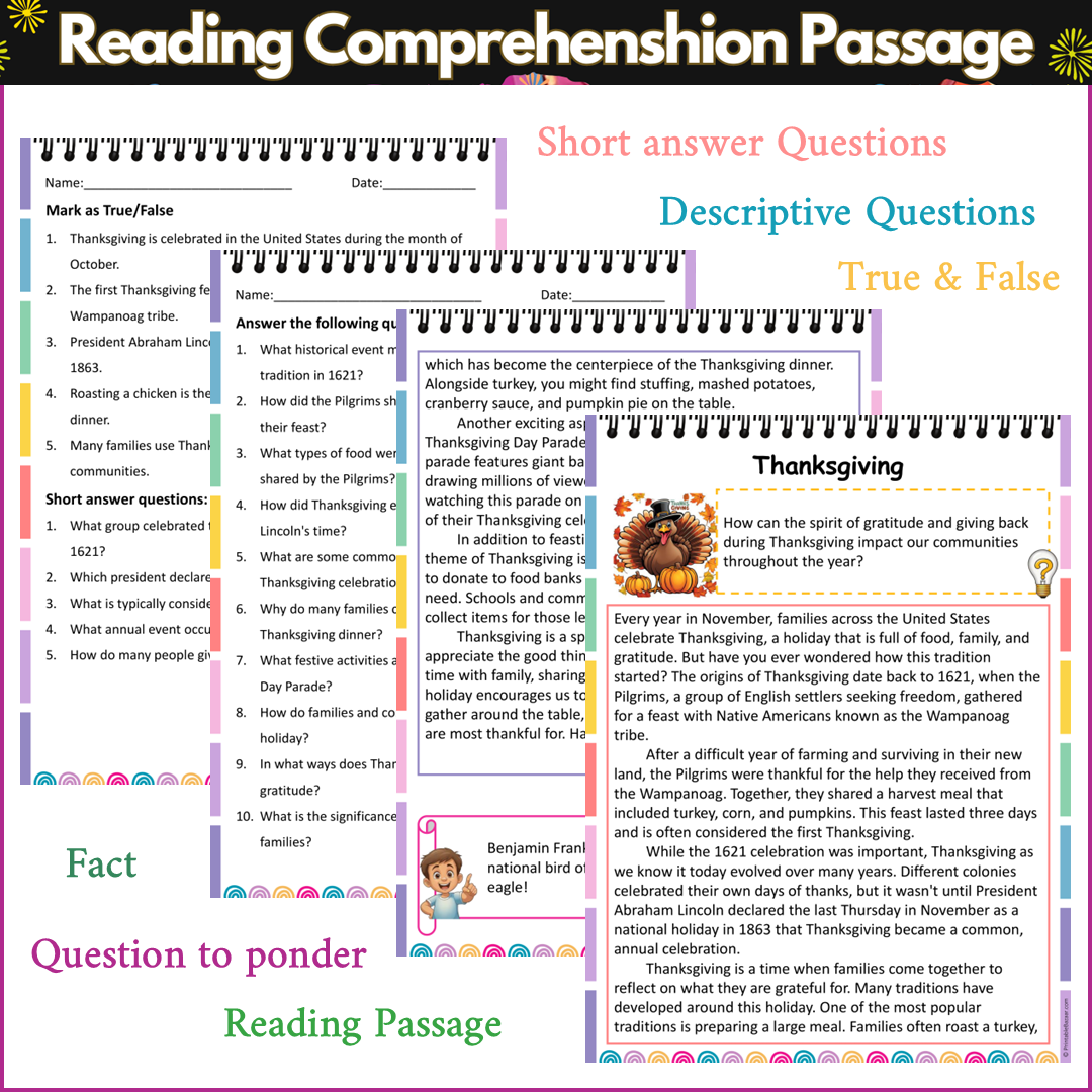 Thanksgiving | Reading Comprehension Passage and Questions