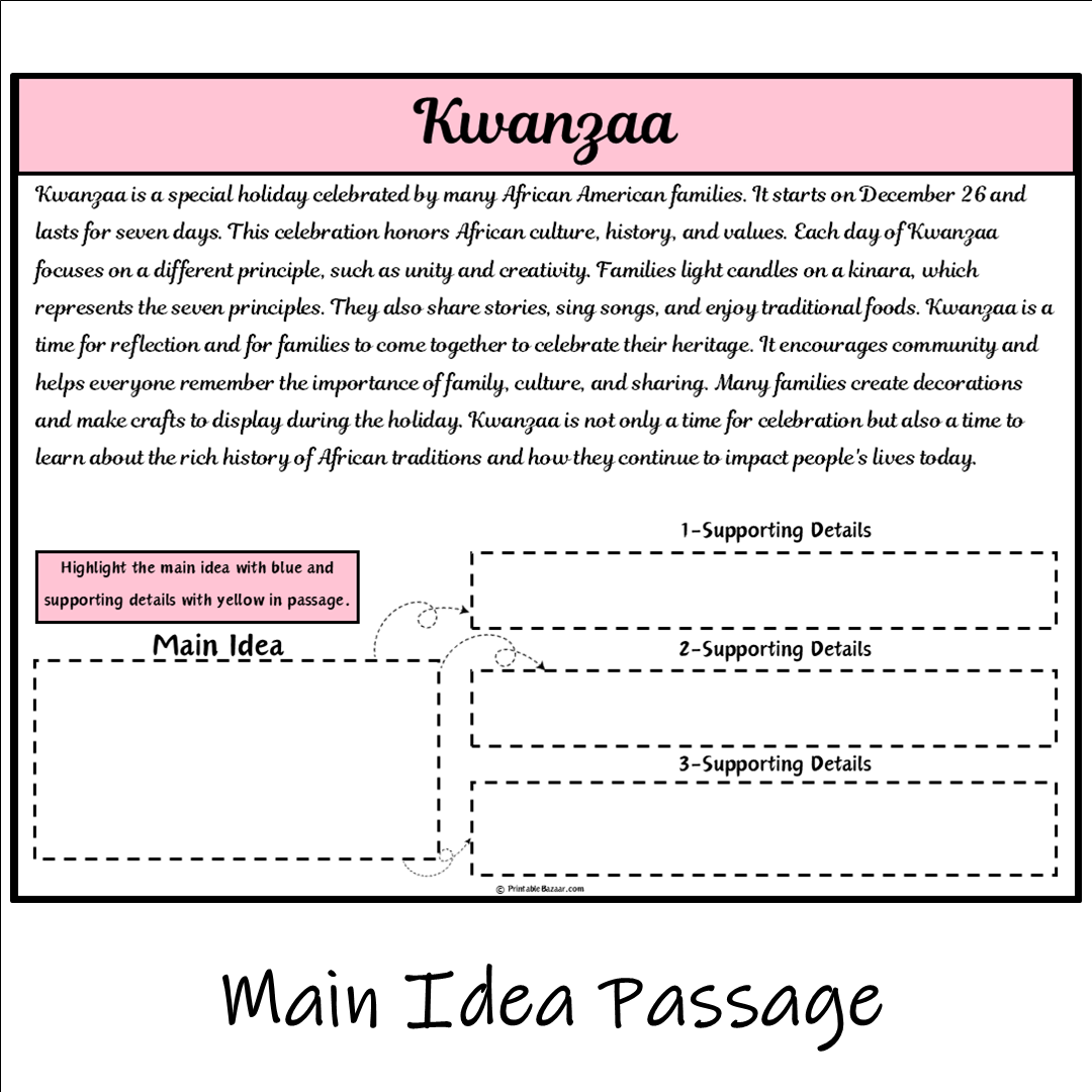 Kwanzaa | Main Idea and Supporting Details Reading Passage and Questions