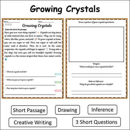 Growing Crystals | Short Reading Comprehension Creative Worksheet