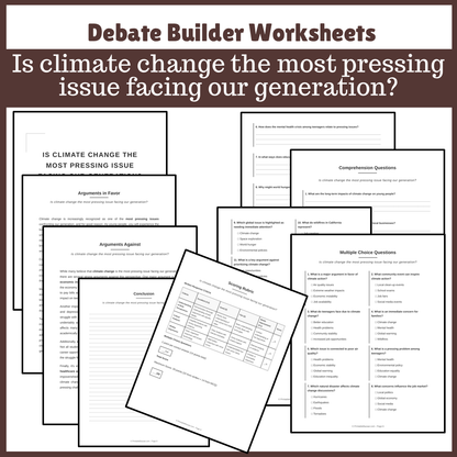 Is climate change the most pressing issue facing our generation? | Favour and Against Worksheet Printable Activity