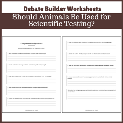 Should Animals Be Used for Scientific Testing? | Favour and Against Worksheet Printable Activity