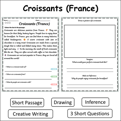 Croissants (France) | Short Reading Comprehension Creative Worksheet