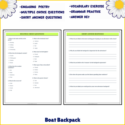 Boat Backpack | Poem Grammar Worksheet Printable Activity