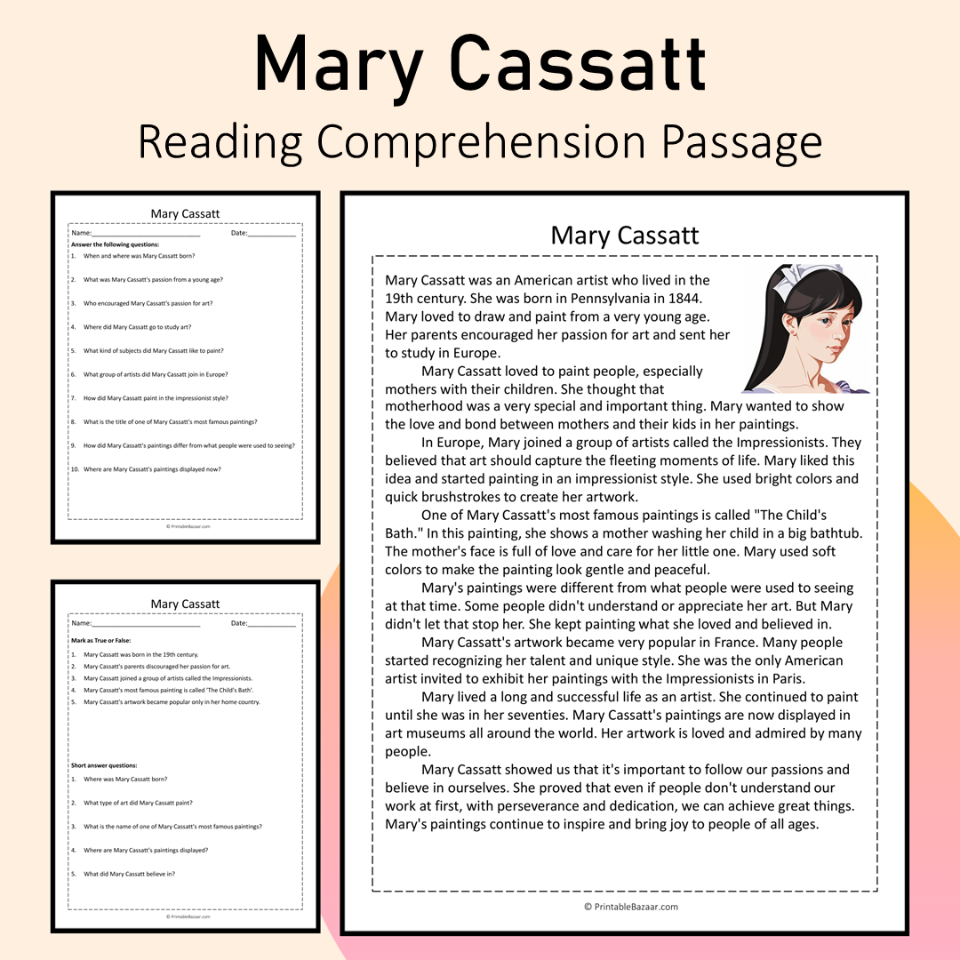 Mary Cassatt | Reading Comprehension Passage Printable Activity