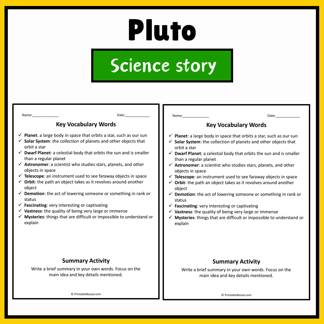 Pluto | Science Story Reading Comprehension Activity