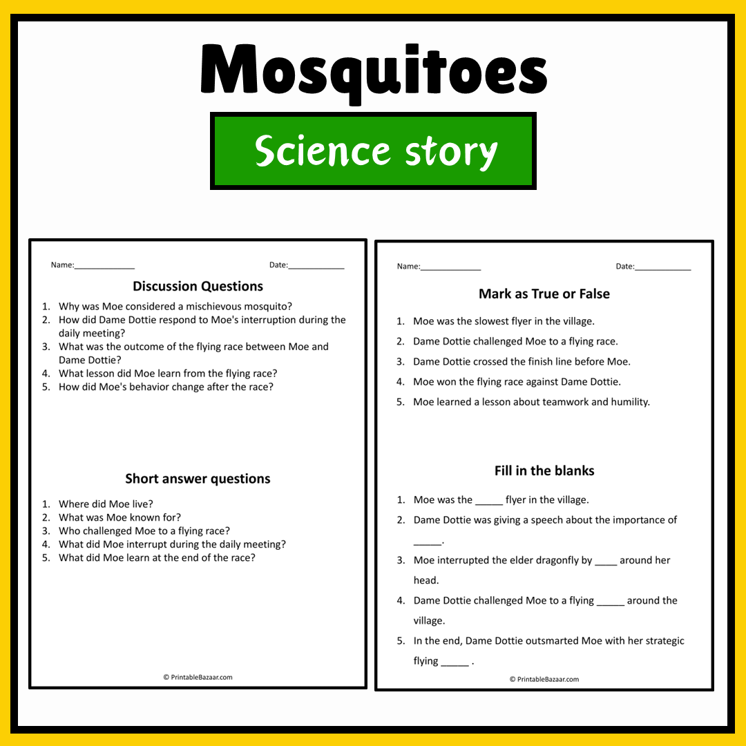 Mosquitoes | Science Story Reading Comprehension Activity