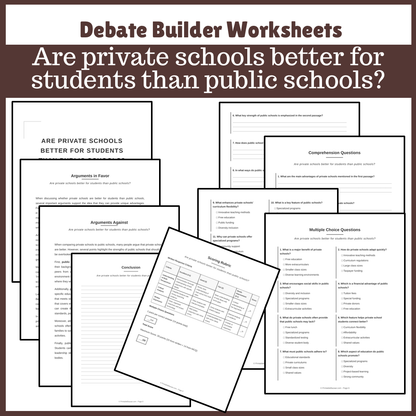 Are private schools better for students than public schools? | Favour and Against Worksheet Printable Activity
