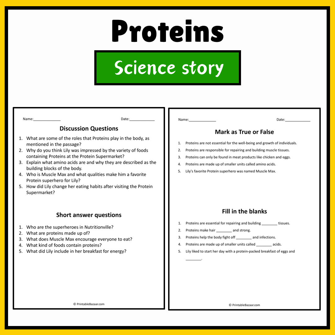 Proteins | Science Story Reading Comprehension Activity
