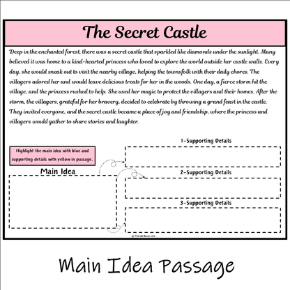 The Secret Castle | Main Idea and Supporting Details Reading Passage and Questions