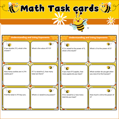 Understanding and Using Exponents | Math Task Cards