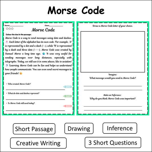Morse Code | Short Reading Comprehension Creative Worksheet