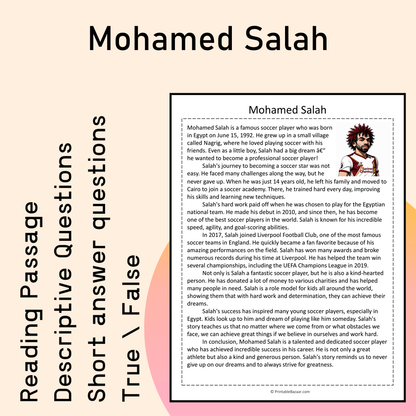 Mohamed Salah | Reading Comprehension Passage Printable Activity