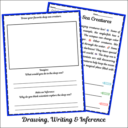 Deep Sea Creatures | Short Reading Comprehension Creative Worksheet