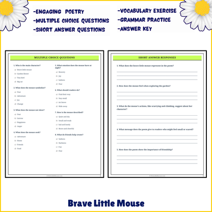 Brave Little Mouse | Poem Grammar Worksheet Printable Activity