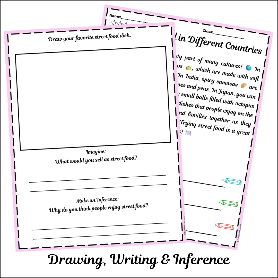 Street Food in Different Countries | Short Reading Comprehension Creative Worksheet