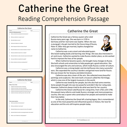 Catherine the Great | Reading Comprehension Passage Printable Activity