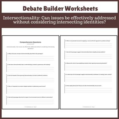 Intersectionality: Can issues be effectively addressed without considering intersecting identities? | Favour and Against Worksheet Printable Activity