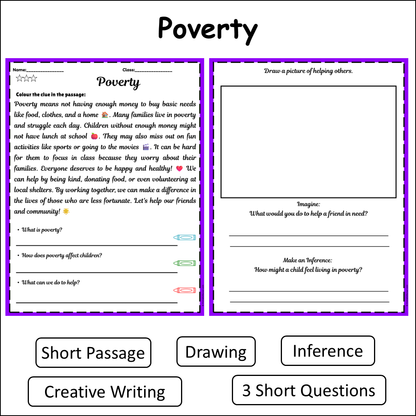 Poverty | Short Reading Comprehension Creative Worksheet