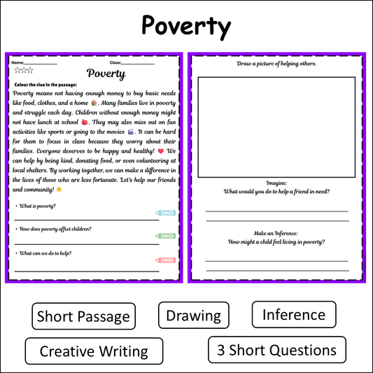 Poverty | Short Reading Comprehension Creative Worksheet