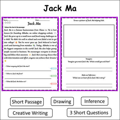 Jack Ma | Short Reading Comprehension Creative Worksheet