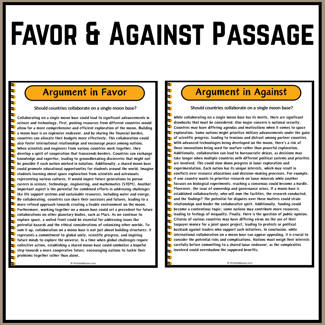 Should countries collaborate on a single moon base? | Debate Case Study Worksheet