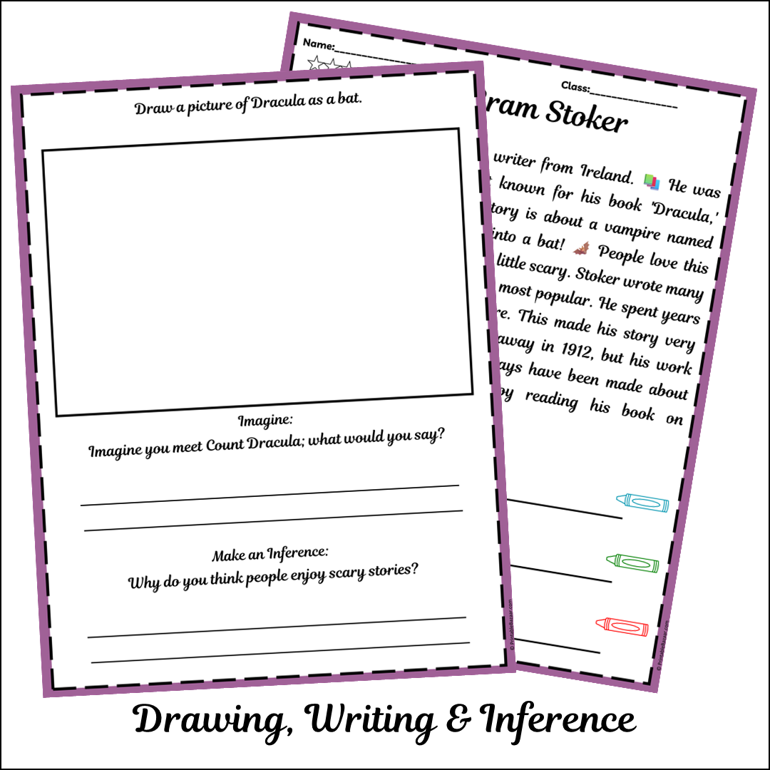 Bram Stoker | Short Reading Comprehension Creative Worksheet