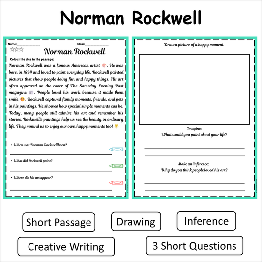 Norman Rockwell | Short Reading Comprehension Creative Worksheet
