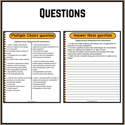 Cryptocurrency mining harms the environment | Debate Case Study Worksheet