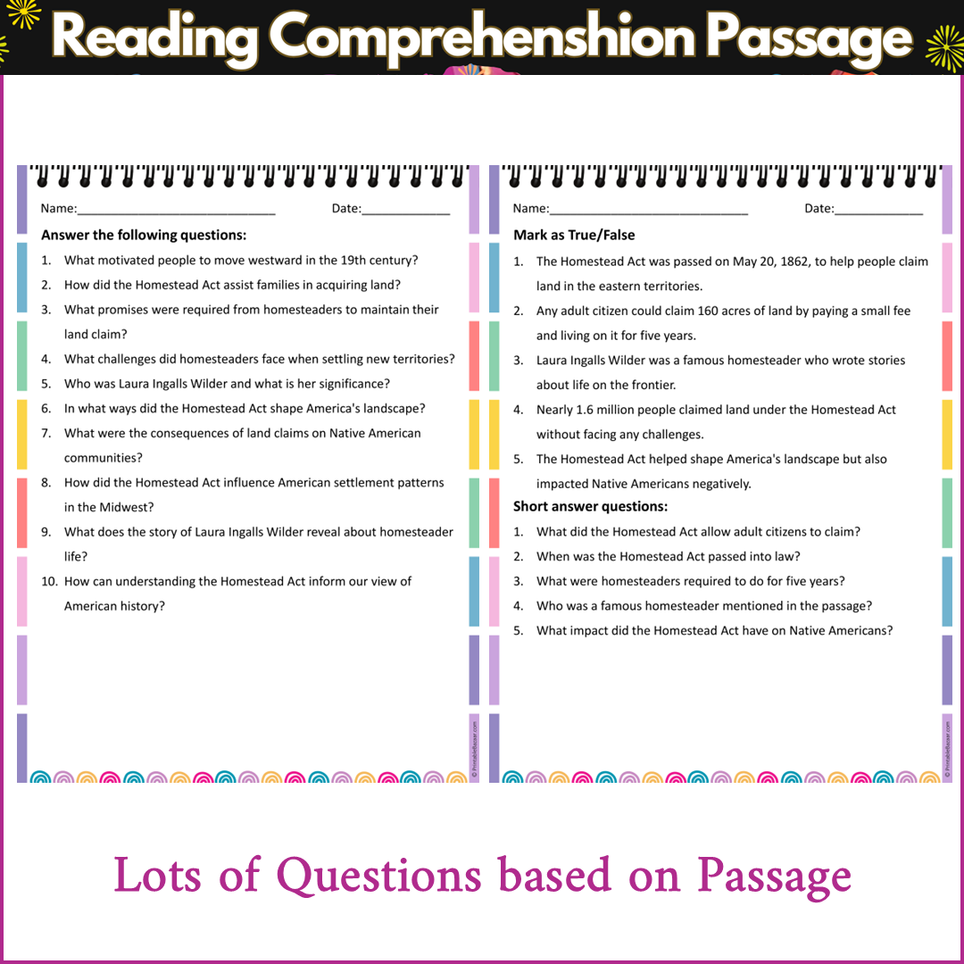 The Homestead Act | Reading Comprehension Passage and Questions