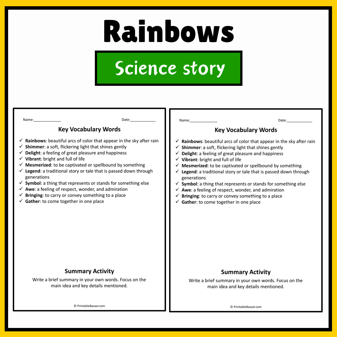 Rainbows | Science Story Reading Comprehension Activity