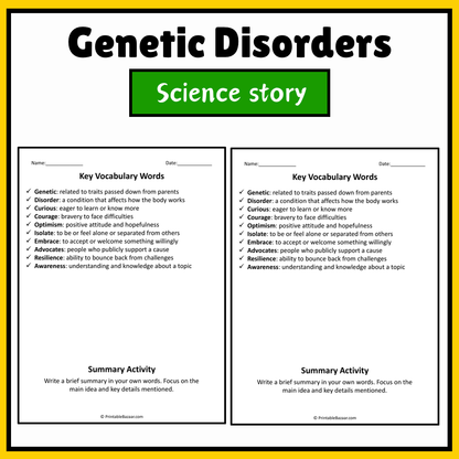 Genetic Disorders | Science Story Reading Comprehension Activity