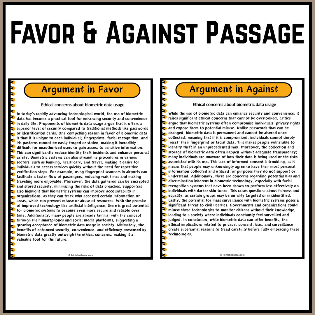 Ethical concerns about biometric data usage | Debate Case Study Worksheet