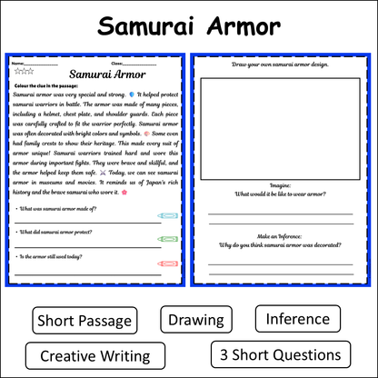Samurai Armor | Short Reading Comprehension Creative Worksheet