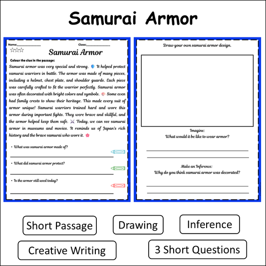Samurai Armor | Short Reading Comprehension Creative Worksheet