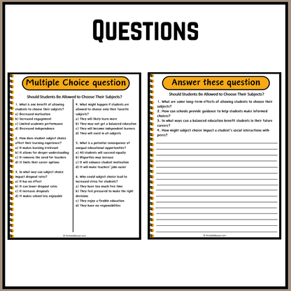 Should Students Be Allowed to Choose Their Subjects? | Debate Case Study Worksheet