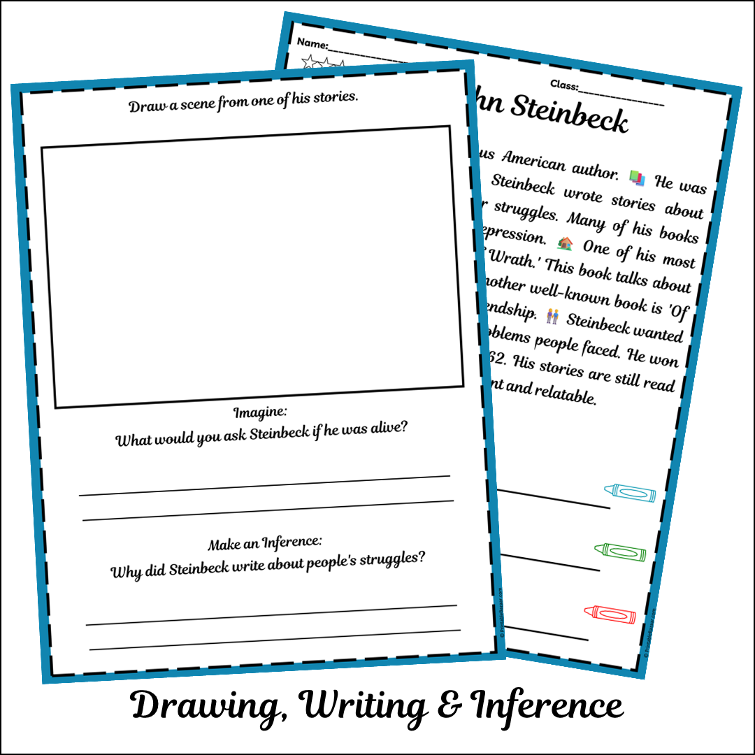 John Steinbeck | Short Reading Comprehension Creative Worksheet