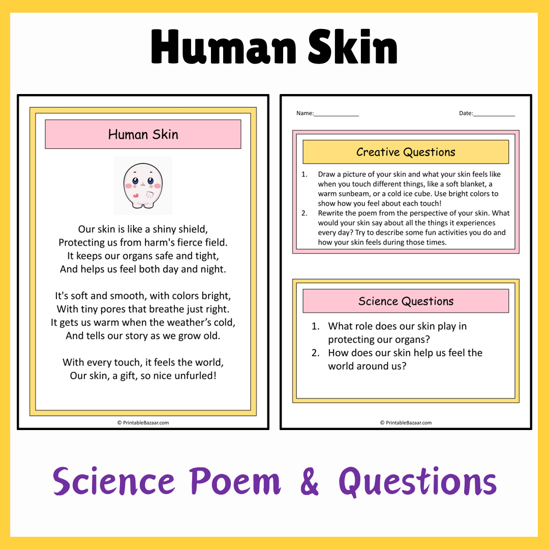 Human Skin | Science Poem Reading Comprehension Activity