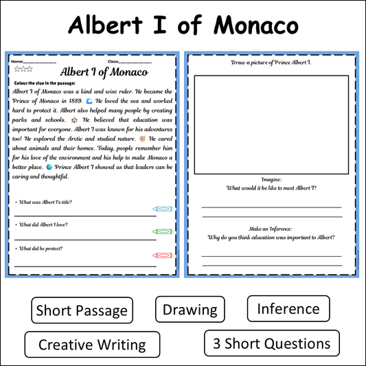 Albert I of Monaco | Short Reading Comprehension Creative Worksheet
