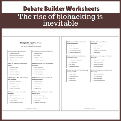 The rise of biohacking is inevitable | Favour and Against Worksheet Printable Activity