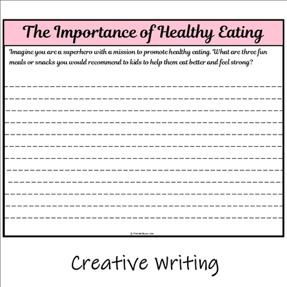 The Importance of Healthy Eating | Main Idea and Supporting Details Reading Passage and Questions