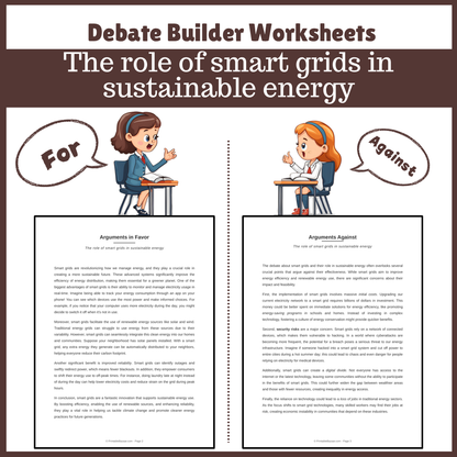 The role of smart grids in sustainable energy | Favour and Against Worksheet Printable Activity