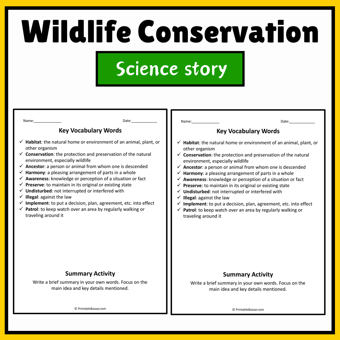 Wildlife Conservation | Science Story Reading Comprehension Activity