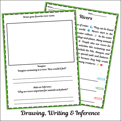 Rivers | Short Reading Comprehension Creative Worksheet