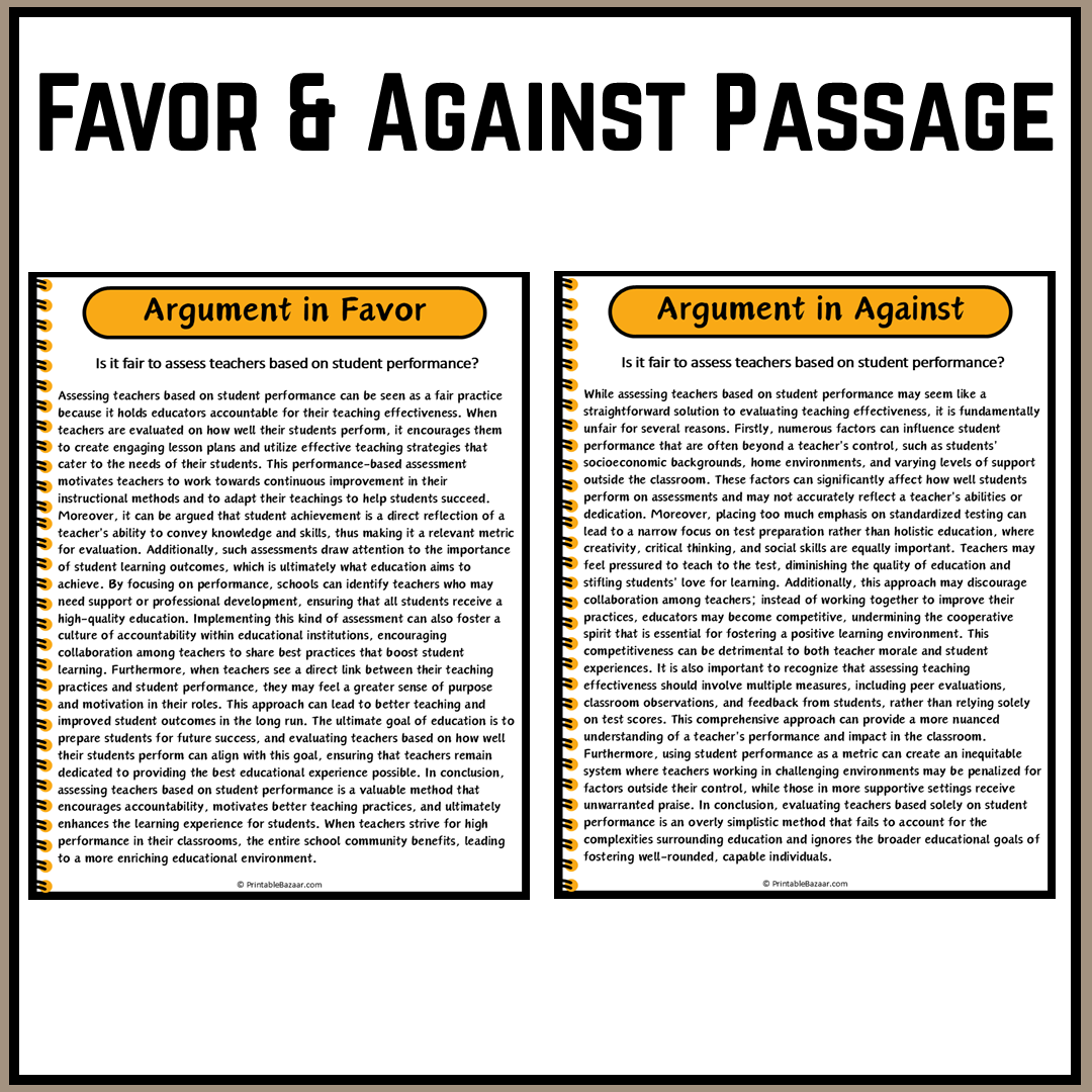 Is it fair to assess teachers based on student performance? | Debate Case Study Worksheet