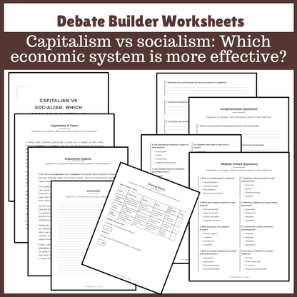Capitalism vs socialism: Which economic system is more effective? | Favour and Against Worksheet Printable Activity