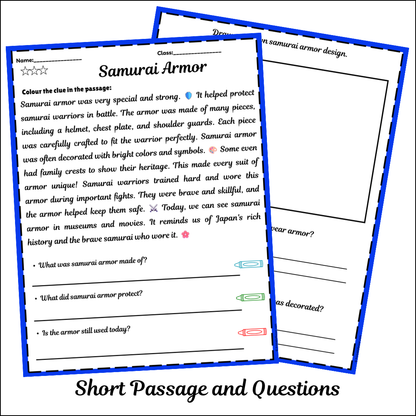Samurai Armor | Short Reading Comprehension Creative Worksheet