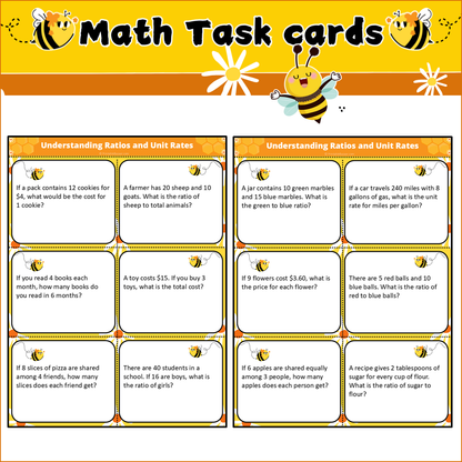 Understanding Ratios and Unit Rates | Math Task Cards