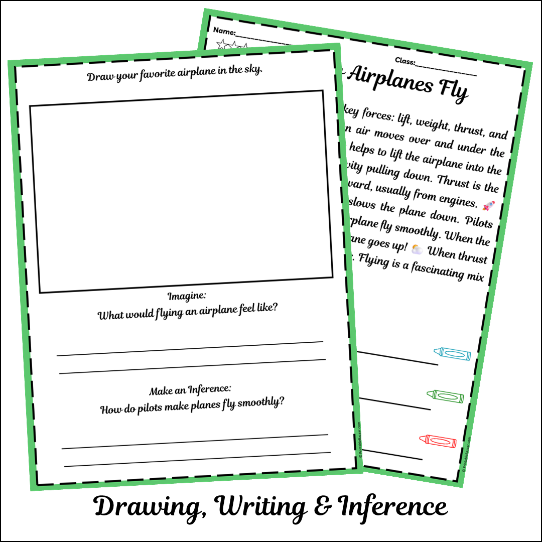 How Airplanes Fly | Short Reading Comprehension Creative Worksheet